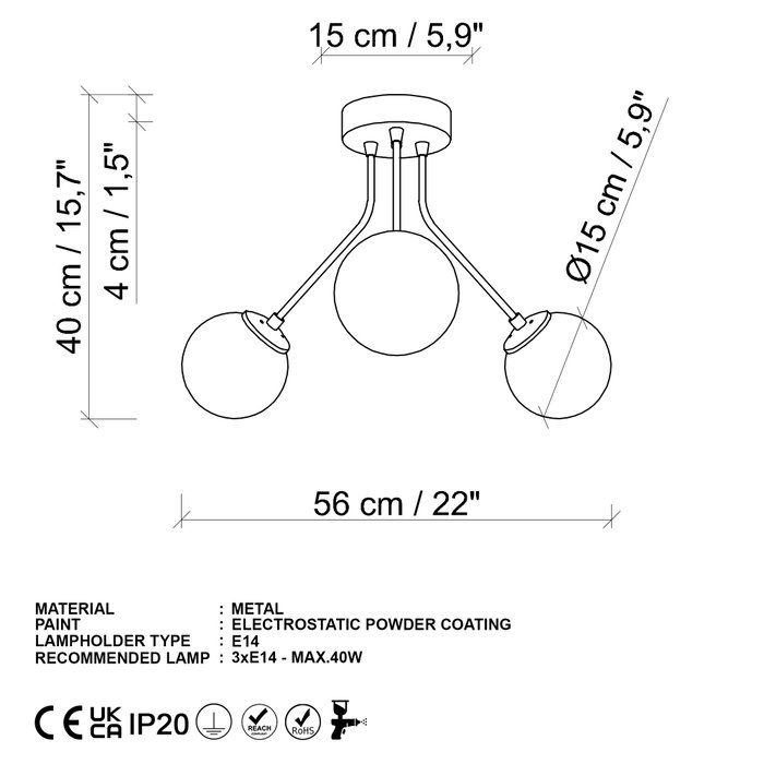 Opviq Orion - 13955 Lámpara de araña negra
